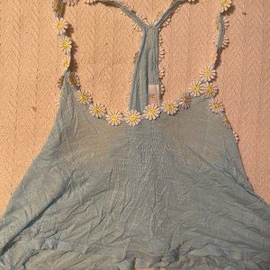 Baby Blue Tank Top with Daisies